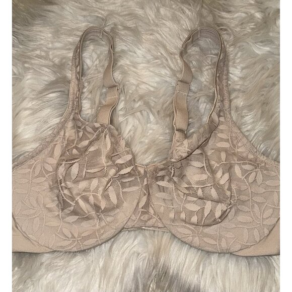 Olga 35519 Sheer Leaves Lace Minimizer Bra Unpadded Underwire Womens 36C Beige - Picture 3 of 6